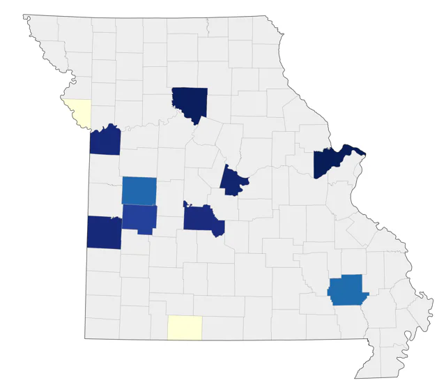 Brown Pelican county map