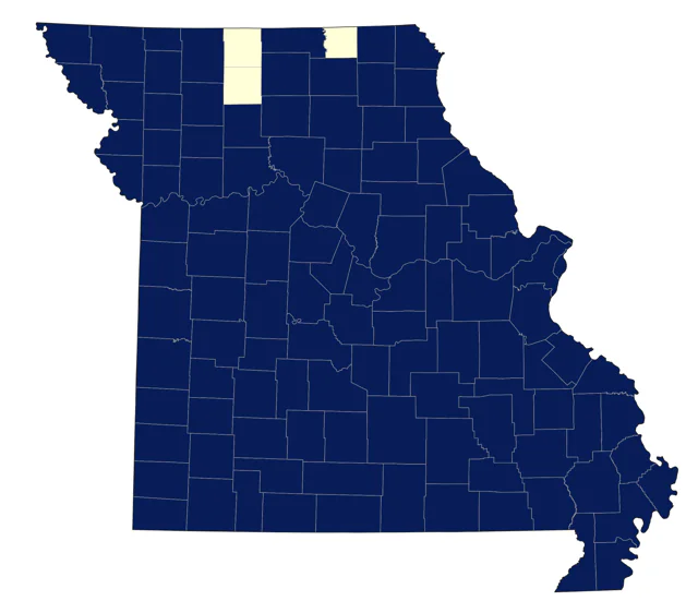Brown Thrasher county map