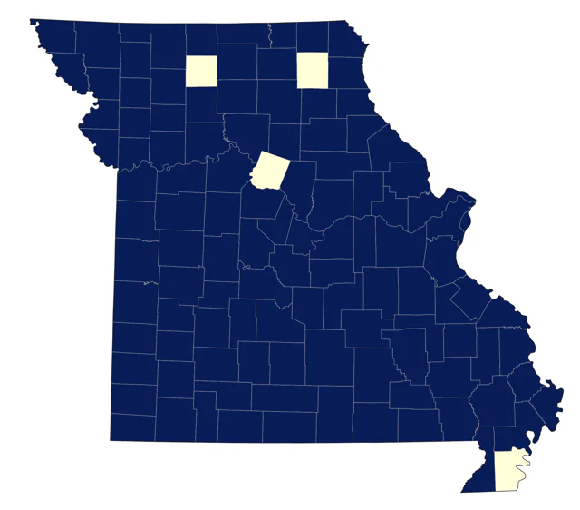 Cedar Waxwing county map
