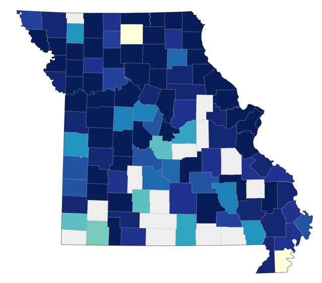 Common Merganser county map