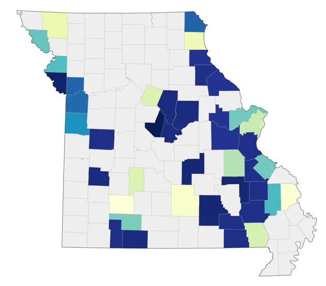 Evening Grosbeak county map