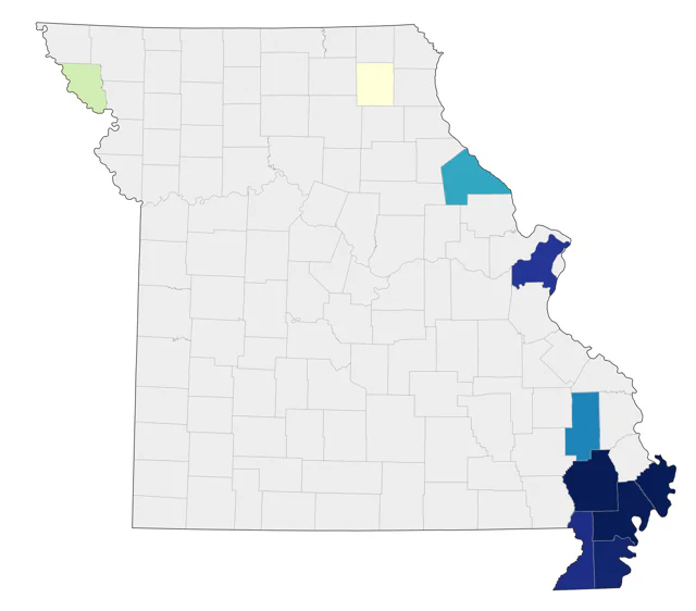 Fulvous Whistling-Duck county map