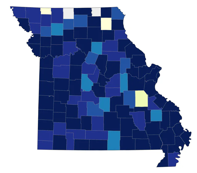 Great Egret county map