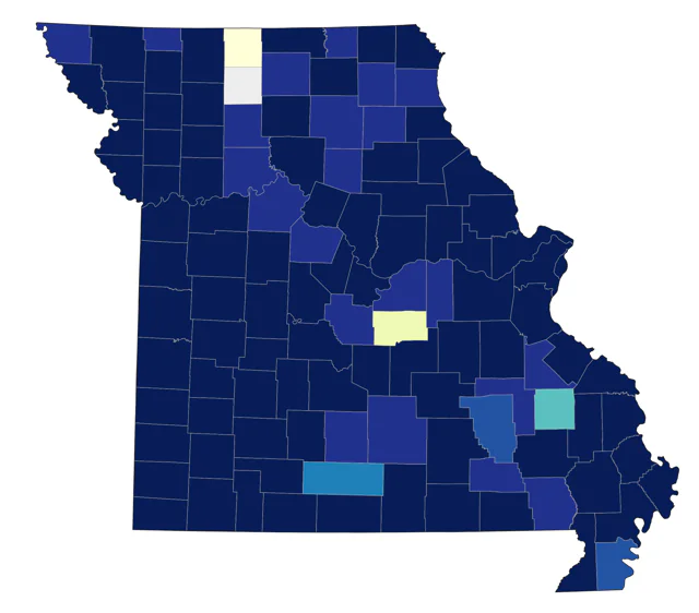 Great Horned Owl county map