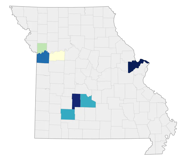 Green-tailed Towhee county map
