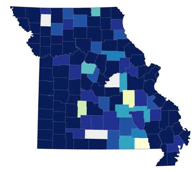 Green-winged Teal county map