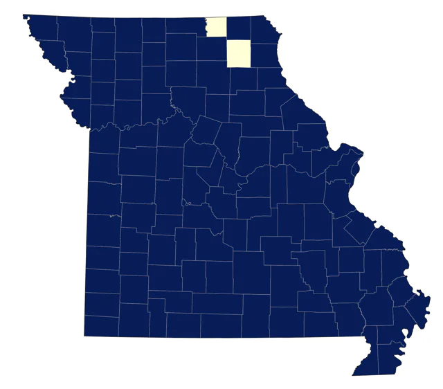 Hairy Woodpecker county map