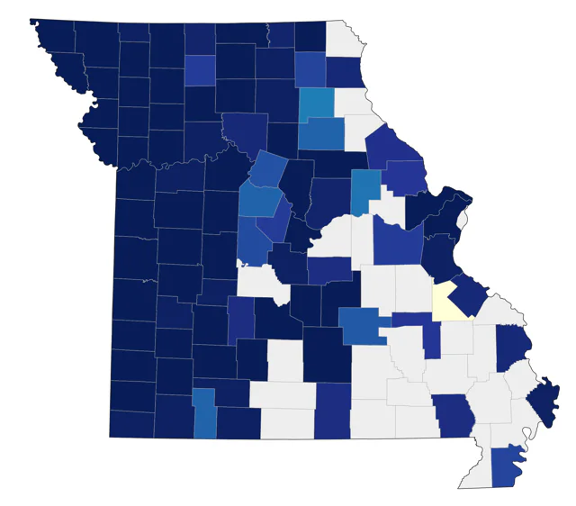 Harris's Sparrow county map