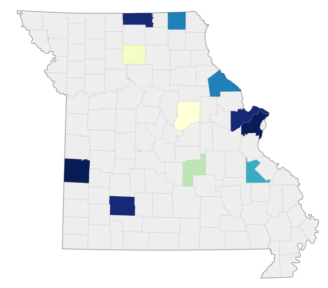 Helmeted Guineafowl county map