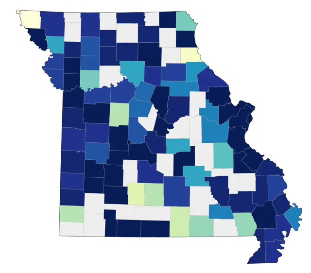 Horned Grebe county map
