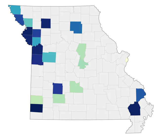 Lazuli Bunting county map