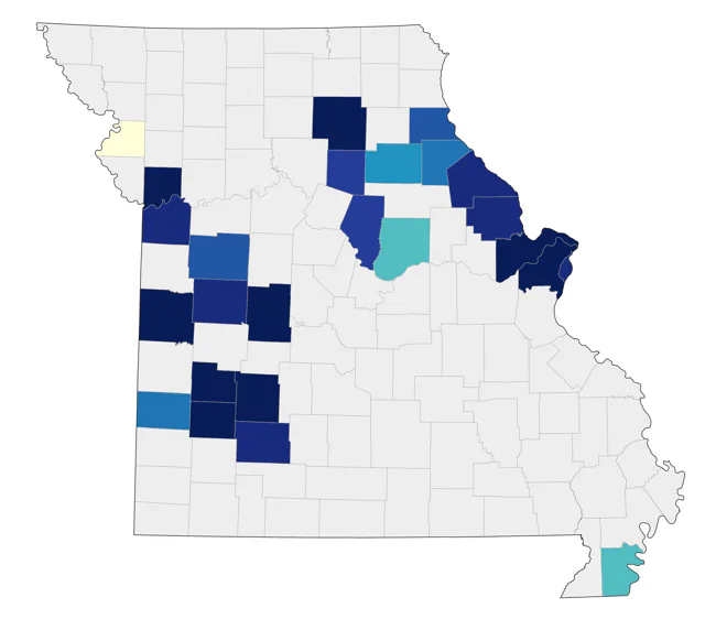 Lesser Black-backed Gull county map