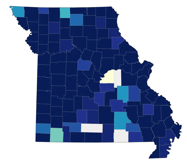 Lesser Scaup county map