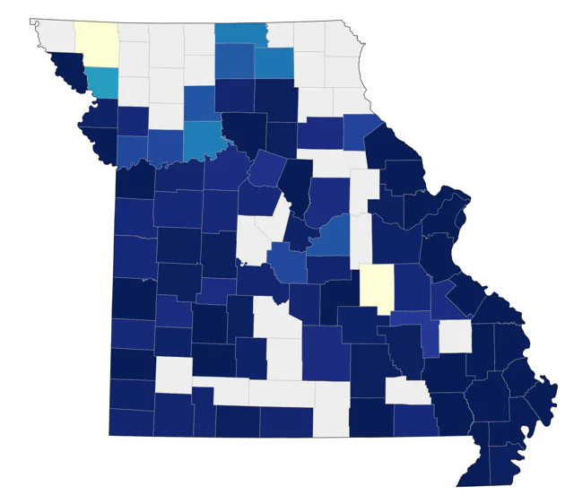 Little Blue Heron county map