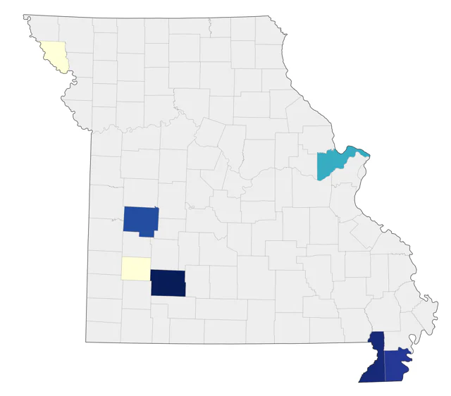 Long-billed Curlew county map