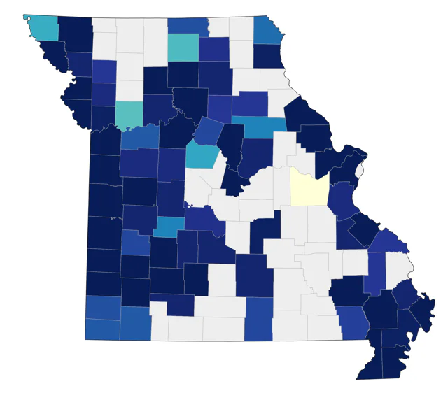 Long-billed Dowitcher county map