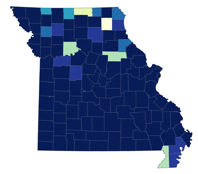 Louisiana Waterthrush county map