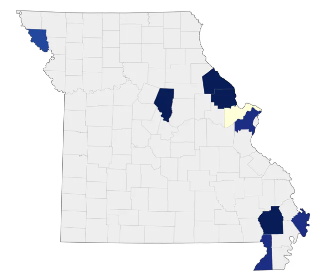 Mottled Duck county map