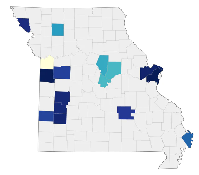 Mountain Bluebird county map