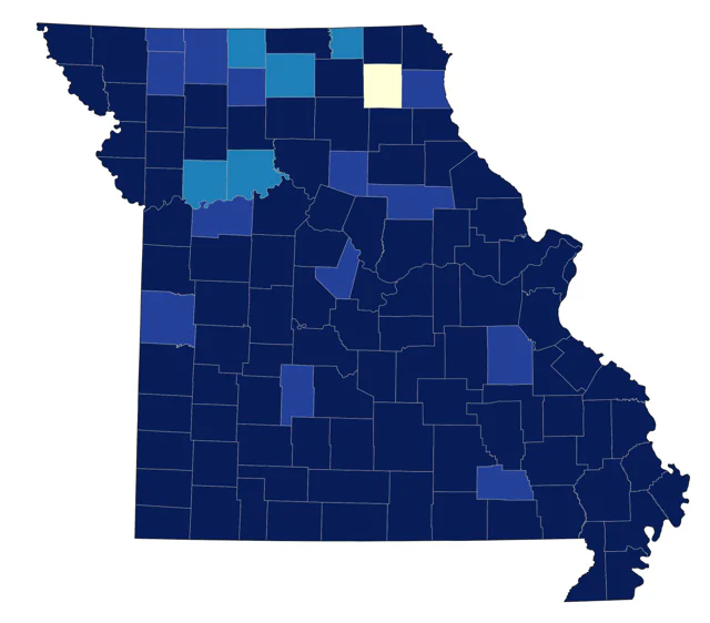Nashville Warbler county map