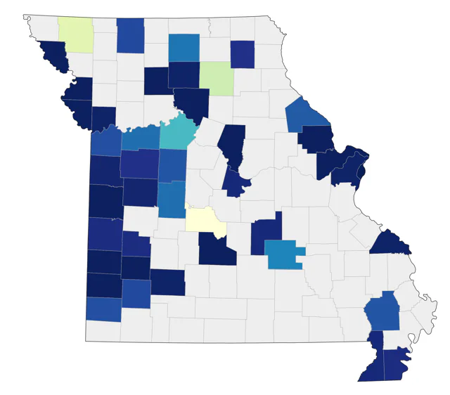 Nelson's Sparrow county map