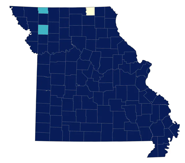 Northern Parula county map