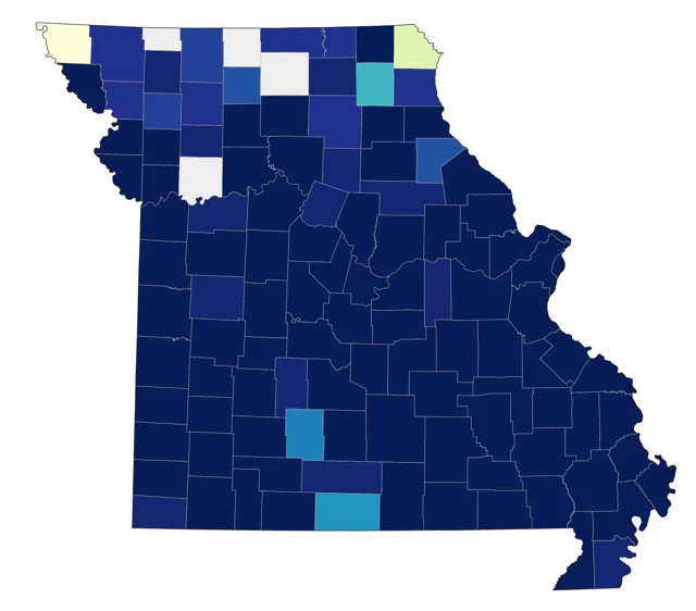 Northern Waterthrush county map