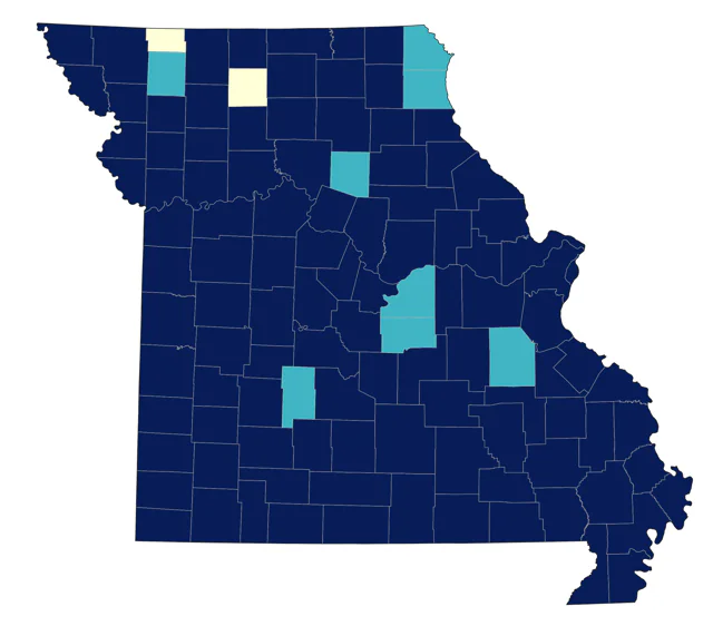 Northern Yellow Warbler county map