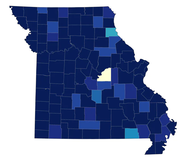 Pied-billed Grebe county map