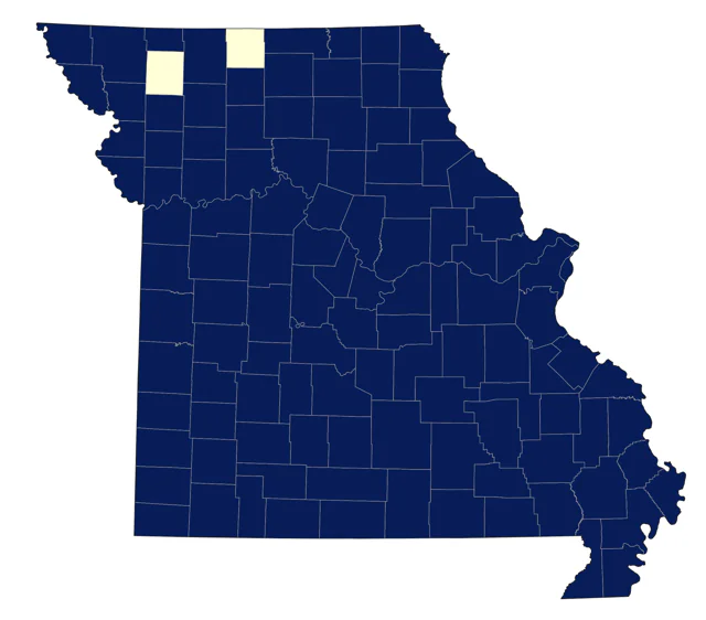 Pileated Woodpecker county map