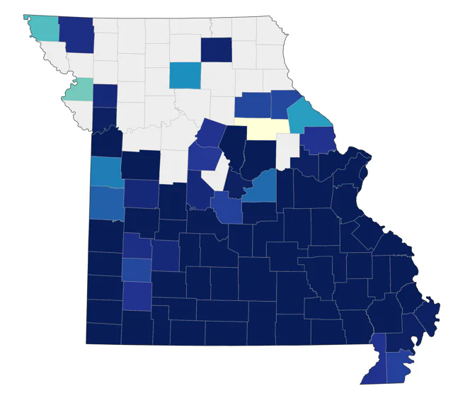 Pine Warbler county map