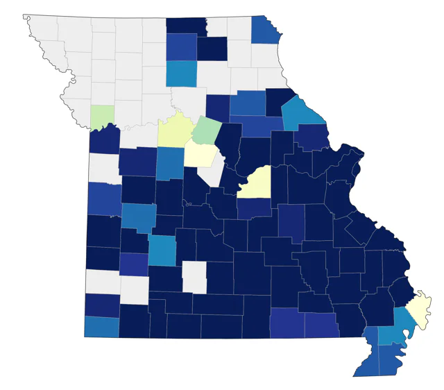 Prairie Warbler county map