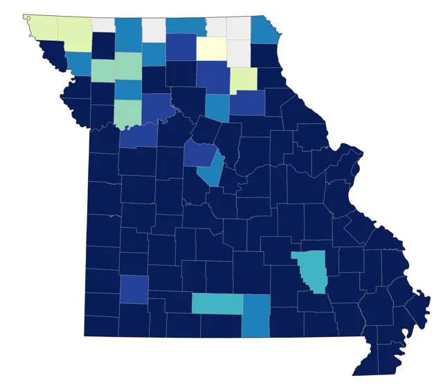 Prothonotary Warbler county map