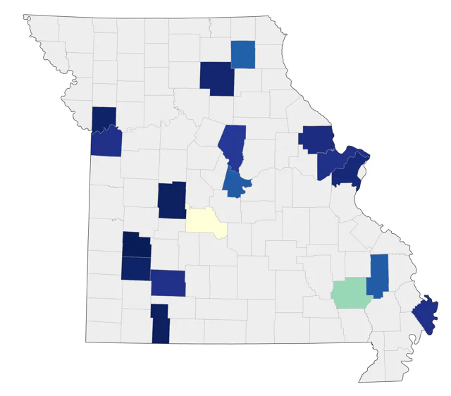 Red-necked Grebe county map