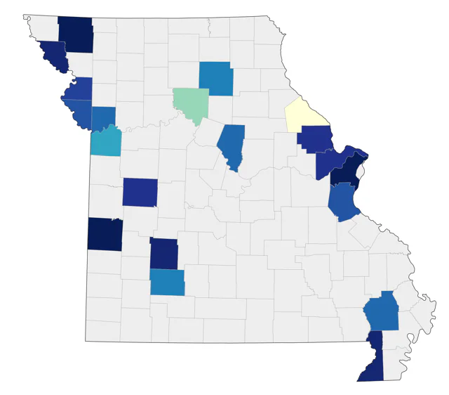 Red-necked Phalarope county map