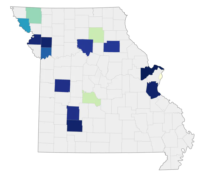 Red Phalarope county map