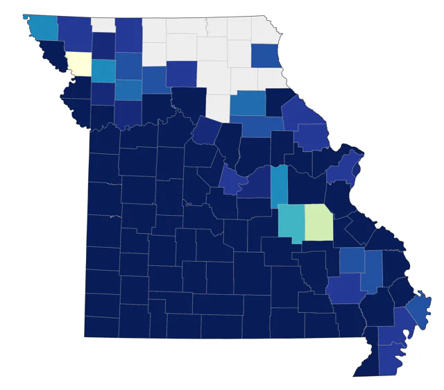 Scissor-tailed Flycatcher county map