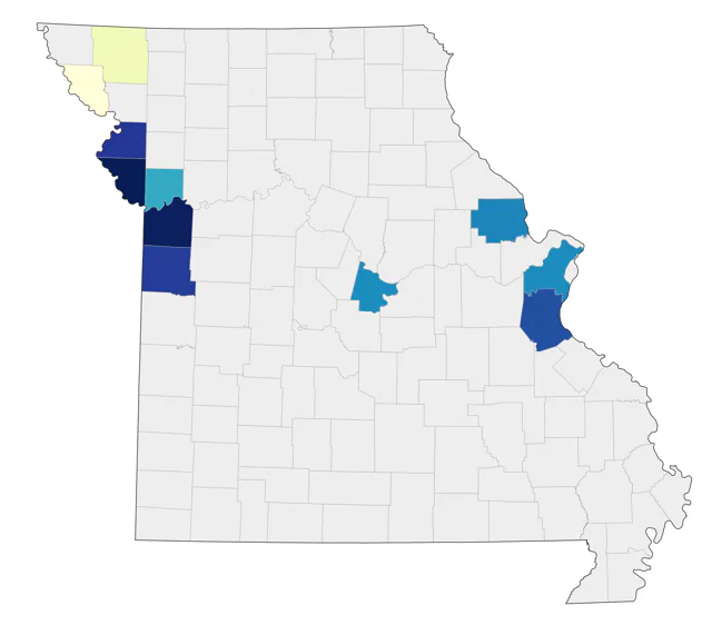 Townsend's Solitaire county map
