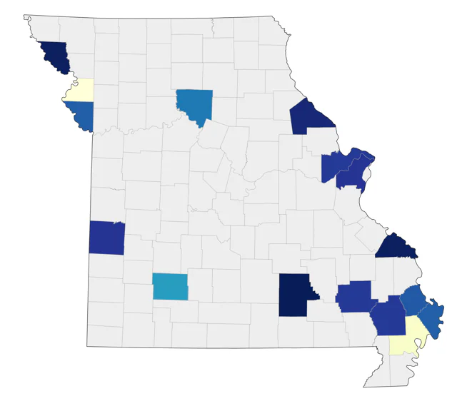 Tricolored Heron county map