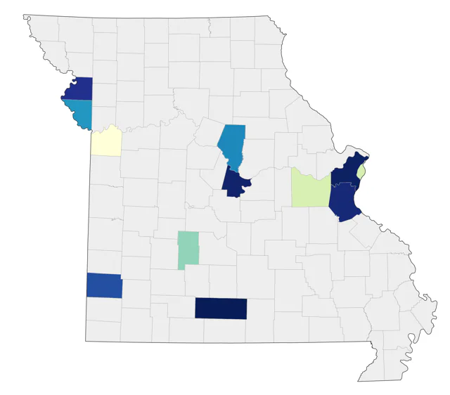 Western Tanager county map