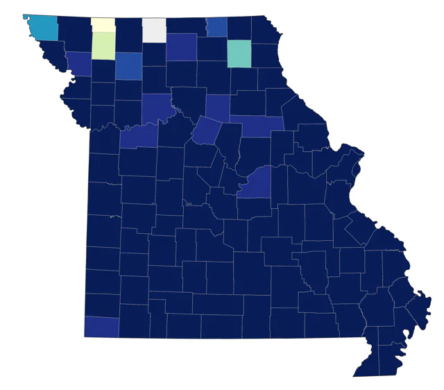 White-eyed Vireo county map