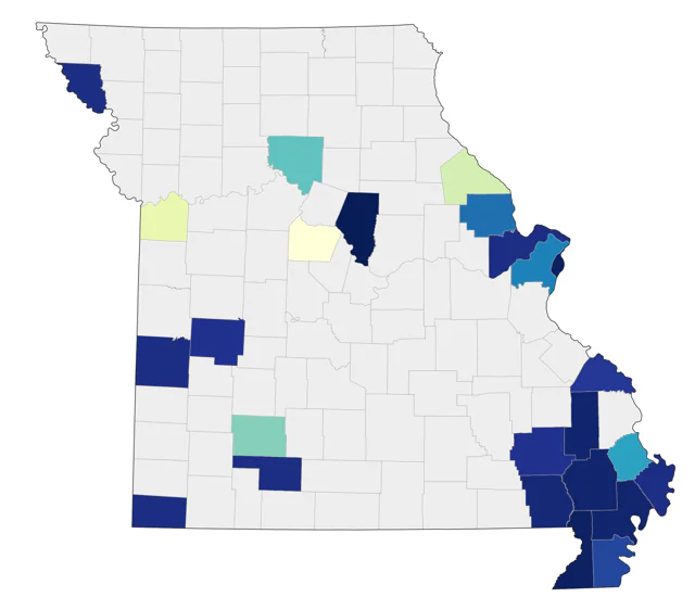 White Ibis county map