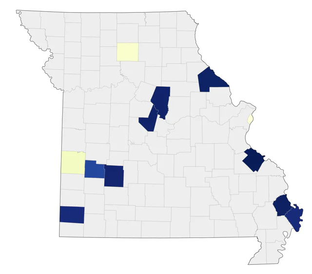 Whooping Crane county map