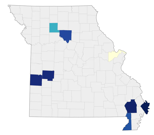 Wood Stork county map