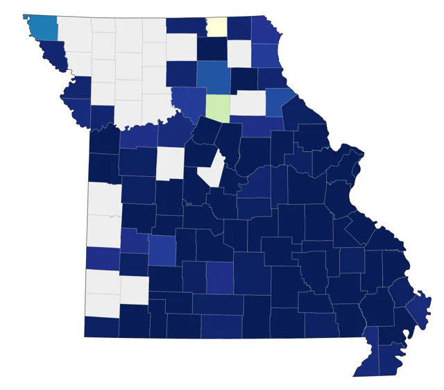 Worm-eating Warbler county map