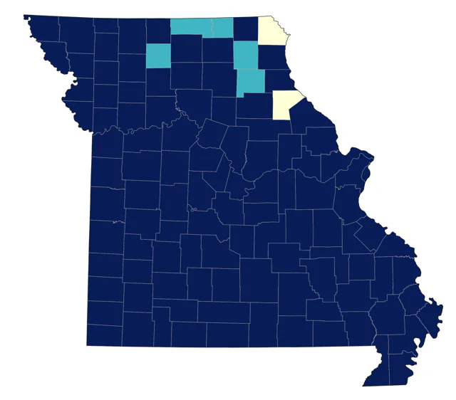 Yellow-billed Cuckoo county map