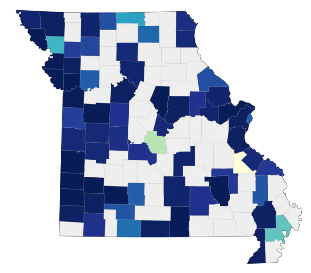 Yellow-headed Blackbird county map
