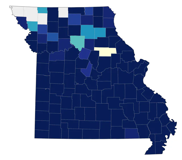 Yellow-throated Warbler county map