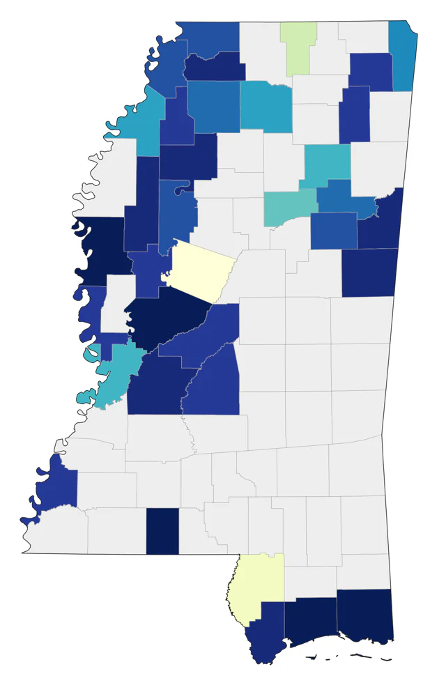 American Avocet county map
