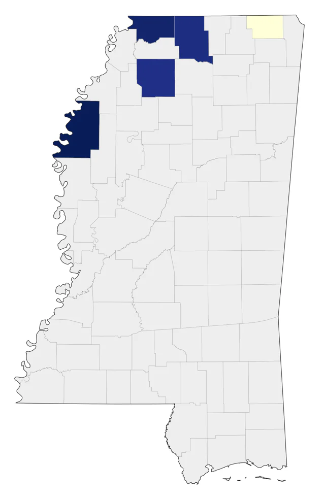 American Tree Sparrow county map